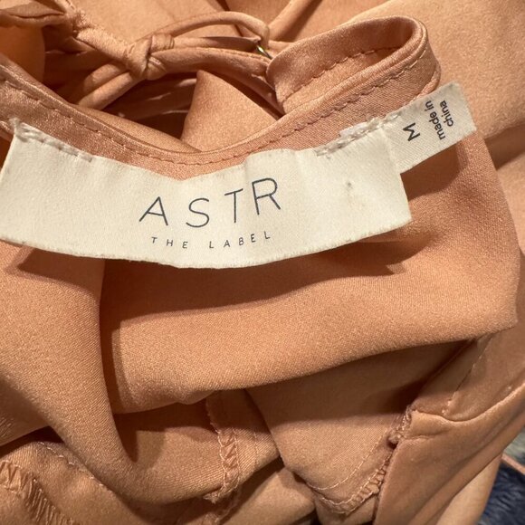 ASTR The Label Blush Satin Slip Dress with Criss Cross Back and Slit Size Medium - Picture 9 of 11